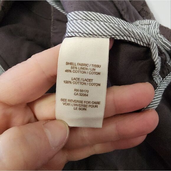 FREE PEOPLE Women’s Brown Lace Lapel Ruffle Linen Blend Peplum Blazer Jacket 4 - Picture 3 of 7